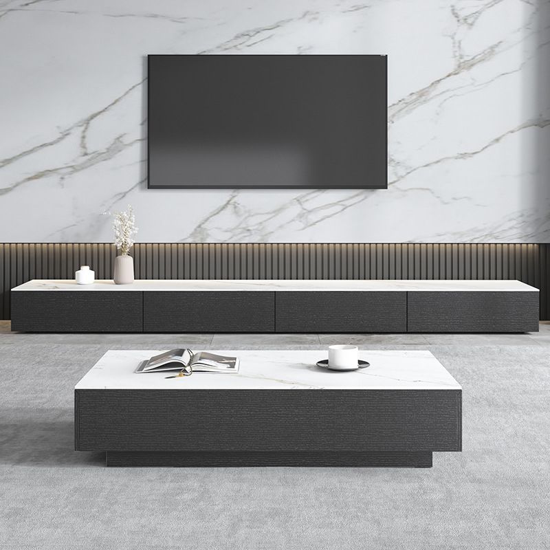 Contemporary Stone TV Stand White & Black TV Media Console with Drawers for Living Room Clearhalo 'furn' 'furn_tv_stands_entertainment_centers' 'Furniture' 'Living Room Furniture' 'TV Stands & Entertainment Centers' 'TV Stands & Media Storage Furniture' 'tv_stands_entertainment_centers' 1200x1200_31dc8bb2-f007-4c48-a145-a9a42766c8a6
