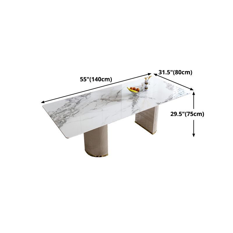 Luxury White Tone Dining Table Sintered Stone Table with Double Pedestal Clearhalo ' dining_table' 'Dining Tables & Seating' 'Dining Tables' 'furn' 'furn_dining_table' 'Furniture' 'furniture_dining_table' 'Kitchen & Dining Furniture' 'kitchen&dining_furn' 'kitchen' 'kitchen_dining_table' 1200x1200_31dc9972-83cb-429e-9d05-7747a5047da8