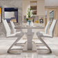 Luxury Artificial Wood Dining Table Rectangle White Table with Metal Pedestal Clearhalo 'Dining Tables & Seating' 'Dining Tables' 'dining_table' 'furn' 'furn_dining_table' 'Furniture' 'Kitchen & Dining Furniture' 1200x1200_31dd8203-970f-4b58-8809-e2ba5e7d8154