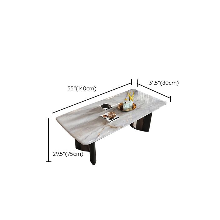 Double Pedestal Dinner Room Kitchen Table Modern Dining Room Table Clearhalo 'Dining Tables & Seating' 'Dining Tables' 'dining_table' 'furn' 'furn_dining_table' 'Furniture' 'Kitchen & Dining Furniture' 1200x1200_31de12af-e4b9-4754-8775-4ce6f206c8bf