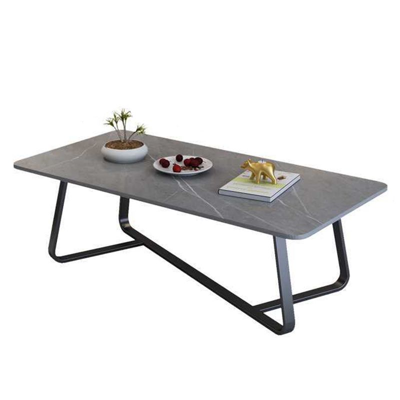 Cross Legs Stone Top Cocktailtisch, 15,75 "h rechteckiger Kaffeetisch