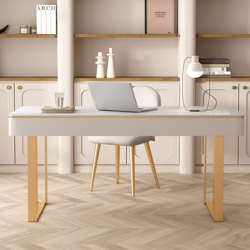 Glam 2 Schubladen Büroschreibtisch Stein 29,53 Zoll großer Schreibtisch