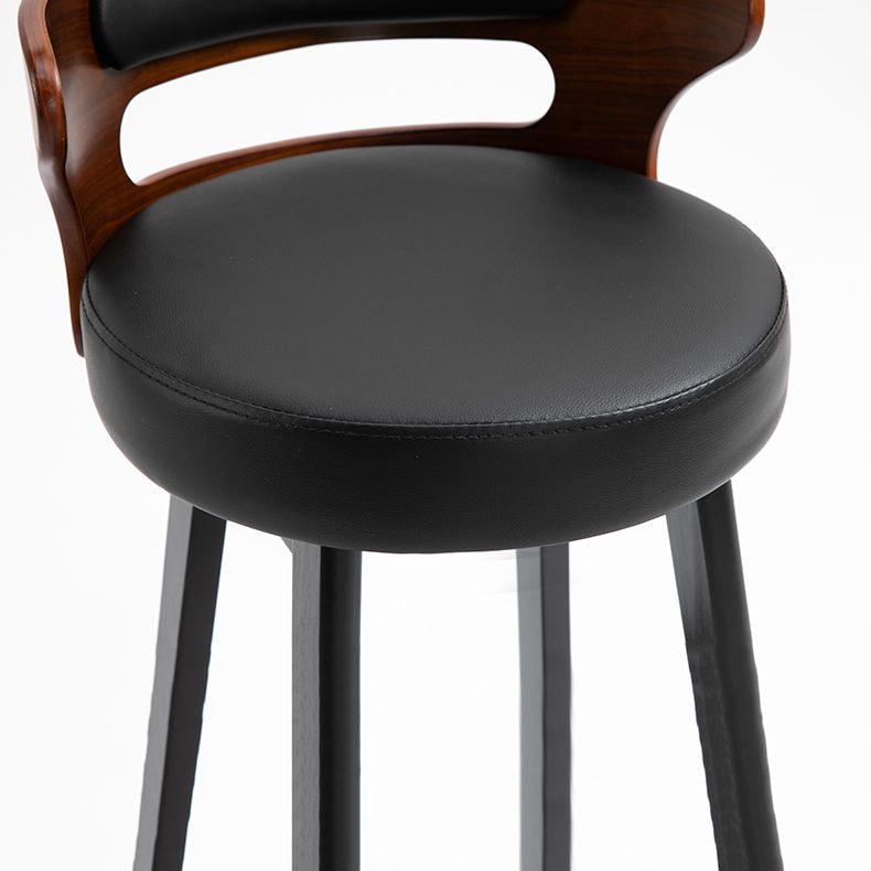Scandinavian Wood Round Seat Stool Faux Leather Low Back Upholstered Counter Stool Clearhalo 'Bar Furniture' 'Bar Stools' 'bar_stools' 'furn' 'furn_bar_stools' 'Furniture' 'Kitchen & Dining Furniture' 1200x1200_31e00dc5-29be-48b7-89f5-762263ff6265