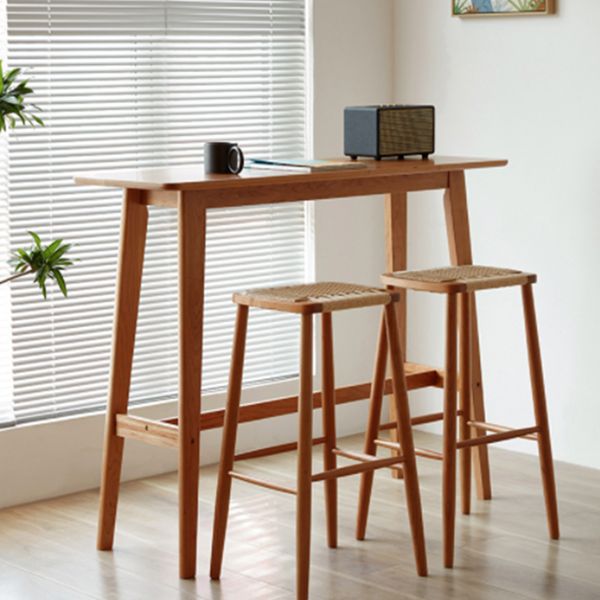 Modern Style Rectangle Bar Table Solid Wood Bistro Bar Desk with Footrest Clearhalo 'Bar Furniture' 'Bar Tables' 'bar_tables' 'furn' 'furn_bar_tables' 'Furniture' 'Kitchen & Dining Furniture' 1200x1200_31e075af-daab-443e-9c3a-e4ab7aa907ac