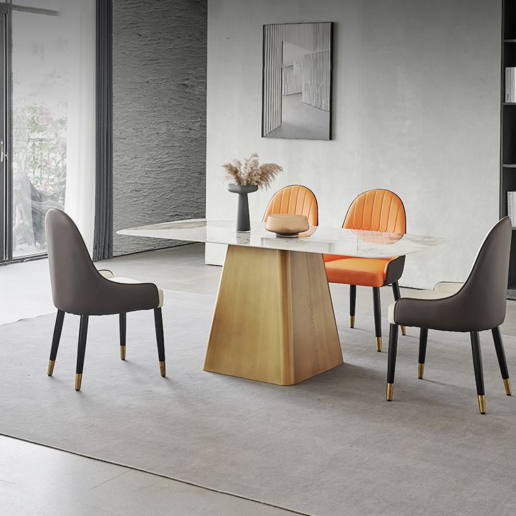 Metal Traditional Luxury Rectangle Indoor Table Sintered Stone Table with Pedestal Clearhalo ' dining_table' 'Dining Tables & Seating' 'Dining Tables' 'furn' 'furn_dining_table' 'Furniture' 'furniture_dining_table' 'Kitchen & Dining Furniture' 'kitchen&dining_furn' 'kitchen' 'kitchen_dining_table' 1200x1200_31e198ba-7730-45bc-8872-b0ff4f9b8abb