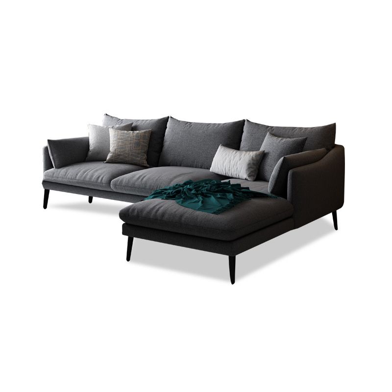 Modern 3/4-seater Fabric Sofa & Chaise Grey Slipcovered Sectional Clearhalo 'furn' 'furn_sectionals' 'Furniture' 'Living Room Furniture' 'Sectionals' 1200x1200_31e25fab-23be-41e1-9282-b7a633c31963