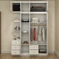 Contemporary White Storage Cabinet Hinged Door Cabinet with Drawers