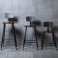 Industrial Solid Wood Counter Stool Metal Counter Height Stools for Home Use