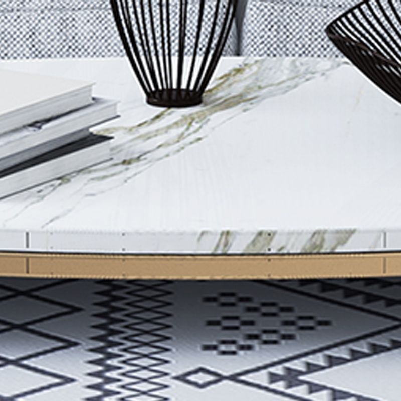 Tavolino da caffè top in pietra ovale con 4 gambe metalliche singolo tavolino