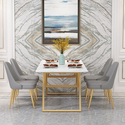 Iron and Slate Table Glam Style Simple Home Living Room Rectangular Dining Table