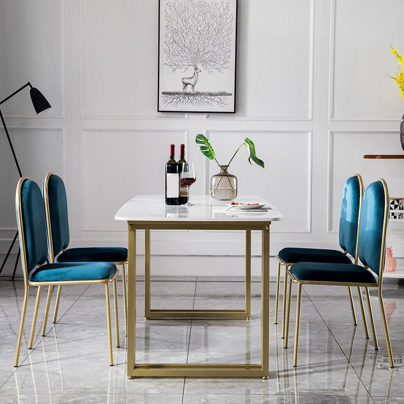 Rectangle Double Pedestal Dining Table Glam Faux Marble Table for Dining Room Clearhalo 'Dining Tables & Seating' 'Dining Tables' 'dining_table' 'furn' 'furn_dining_table' 'Furniture' 'Kitchen & Dining Furniture' 1200x1200_31eb3912-64c0-4e00-b8cd-ed4e63ef2d8d