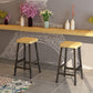 Modern Armless Counter Stool Pine Wood Bar Stool with Pedal for Cafe