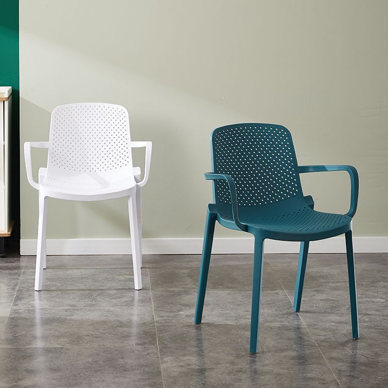 Scandinavian Plastic Dining Arm Chairs Stackable Solid Back Armchairs (Set of 4) Clearhalo ' kitchen&dining_furn' 'Dining Chairs' 'Dining Tables & Seating' 'dining_chair' 'furn' 'furn_dining_chair' 'Furniture' 'furniture_dining_chair' 'Kitchen & Dining Furniture' 'kitchen' 1200x1200_31eccd96-0e56-4b94-b0eb-e598c4023790