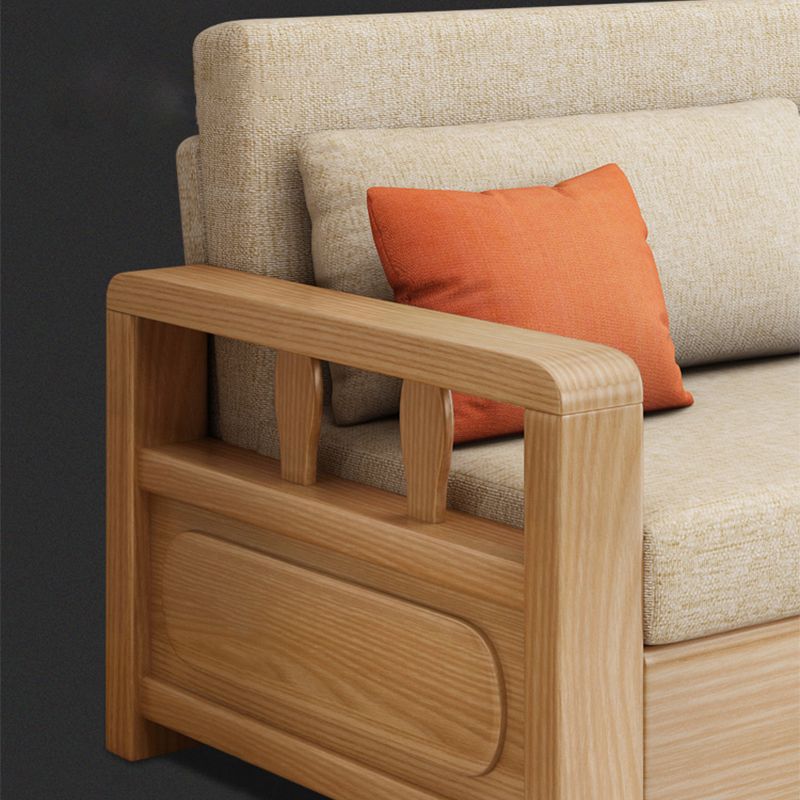 Linen Square Arm Sofa Contemporary Convertible Bed Sofa for Living Room