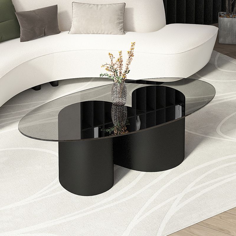 Contemporary Oval Top Coffee Table with Abstract Base Cocktail Table Clearhalo 'Coffee & Accent Tables' 'Coffee Tables' 'coffee_tables' 'furn' 'furn_coffee_tables' 'Furniture' 'Living Room Furniture' 1200x1200_31f070b6-ebd4-4e65-b04d-df450e3cc862