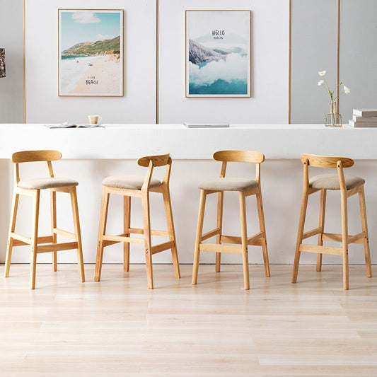 Modern Style Bar-stool Wooden Legs with Footrest Low Back for Kitchen Bar Clearhalo 'Bar Furniture' 'Bar Stools' 'bar_stools' 'furn' 'furn_bar_stools' 'furniture_bar_stools' 'Kitchen & Dining Furniture' 'kitchen&dining_furn' 'kitchen' 'kitchen_furn' Furniture' 1200x1200_31f51a19-1990-4590-b8eb-509239be385b