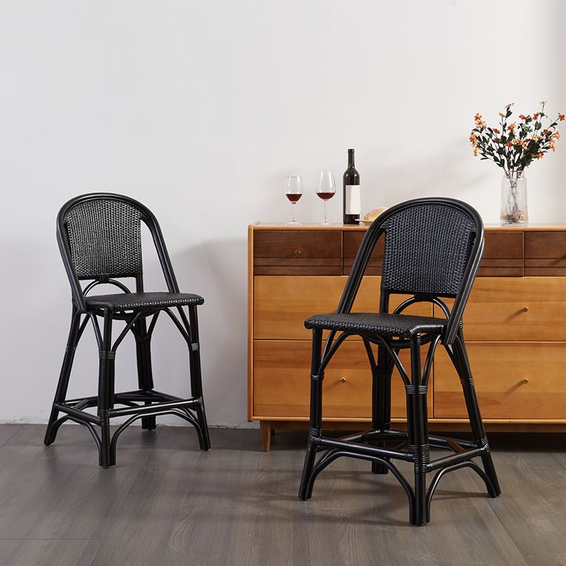 Black Wicker Counter Stools Contemporary Indoor Stools with Wood Frame Clearhalo 'Bar Furniture' 'Bar Stools' 'bar_stools' 'furn' 'furn_bar_stools' 'Furniture' 'Kitchen & Dining Furniture' 1200x1200_31f5f7ae-1723-41d2-936d-da13ad335dd6