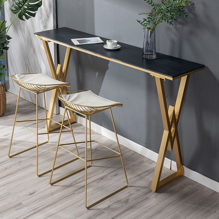 Stone Bar Table Glam Rectangle Bar Dining Table with Double Pedestal for Living Room Clearhalo 'Bar Furniture' 'Bar Tables' 'bar_tables' 'furn' 'furn_bar_tables' 'Furniture' 'Kitchen & Dining Furniture' 1200x1200_31f64fa0-1a49-4c13-8643-9d226689fcee