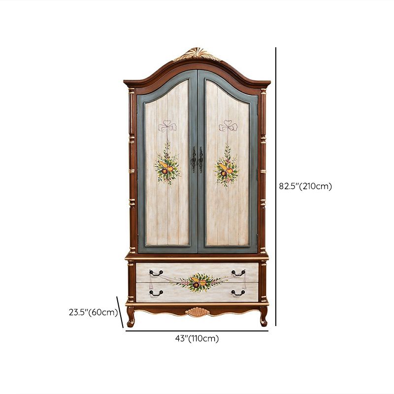 Coastal Wardrobe with Hinged Doors Matte Finish Wood Cabinet for Home