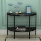 Modern Half Moon Console Table with Storage Shelf and Marble Top Clearhalo 'Console Tables' 'console_tables' 'Entry & Mudroom Furniture' 'furn' 'furn_console_tables' 'Furniture' 1200x1200_31f91332-2d07-420a-8968-702237c5d448