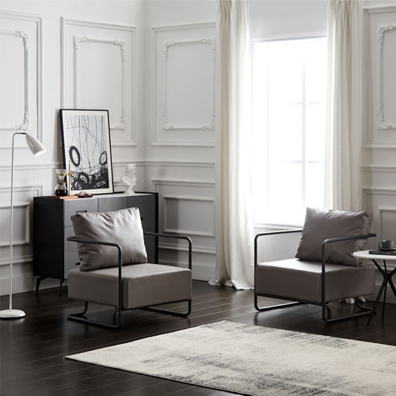 Contemporary Bonded Leather with Pillow Track Arms Accent Armchair Clearhalo 'Accent Chairs' 'accent_chairs' 'Chairs & Seating' 'furn' 'furn_accent_chairs' 'Furniture' 'Living Room Furniture' 1200x1200_31f922a6-b57e-4607-b7f3-2d8b0b4eeed7