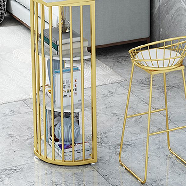 Glam Gold Iron Bistro Table Stone Top Indoor Bar Dining Table with Shelf Clearhalo 'Bar Furniture' 'Bar Tables' 'bar_tables' 'furn' 'furn_bar_tables' 'Furniture' 'furniture_bar_tables' 'Kitchen & Dining Furniture' 1200x1200_31f9e46f-1df6-4dd3-8c8b-105b0261c38e