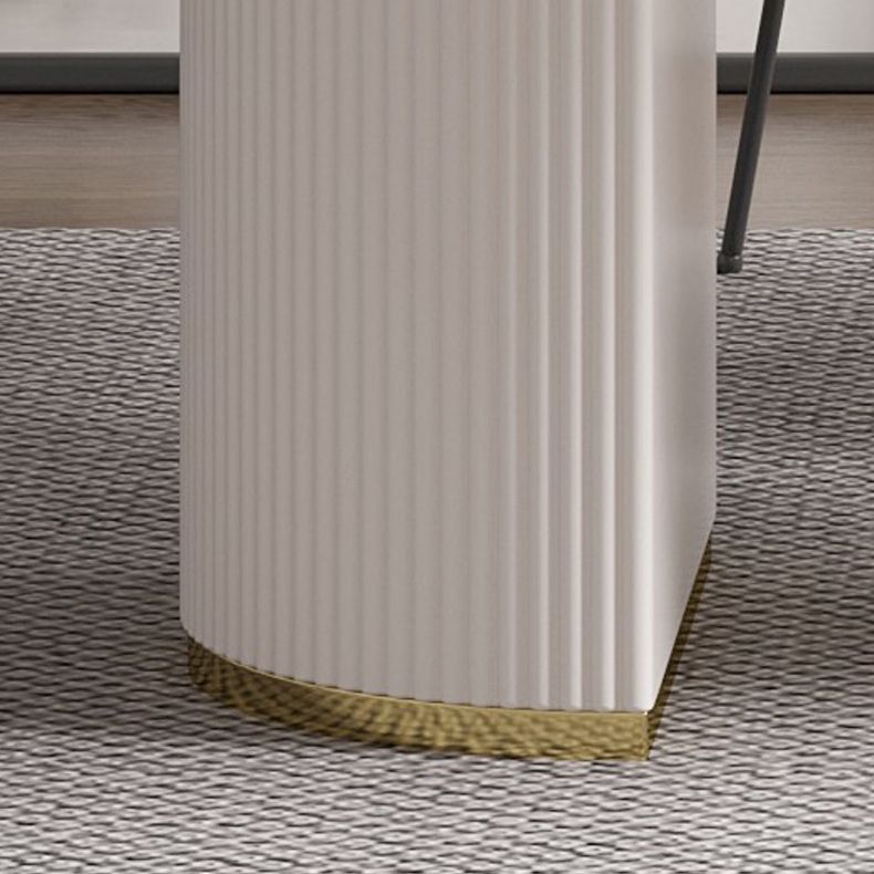 Sintered Stone Top Table for Restaurant Luxury White Table with Double Pedestal