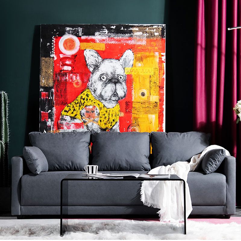 Square Arm Loose Back Sofa 2/3-Seater Nordic Leather Single Cushion Sofa