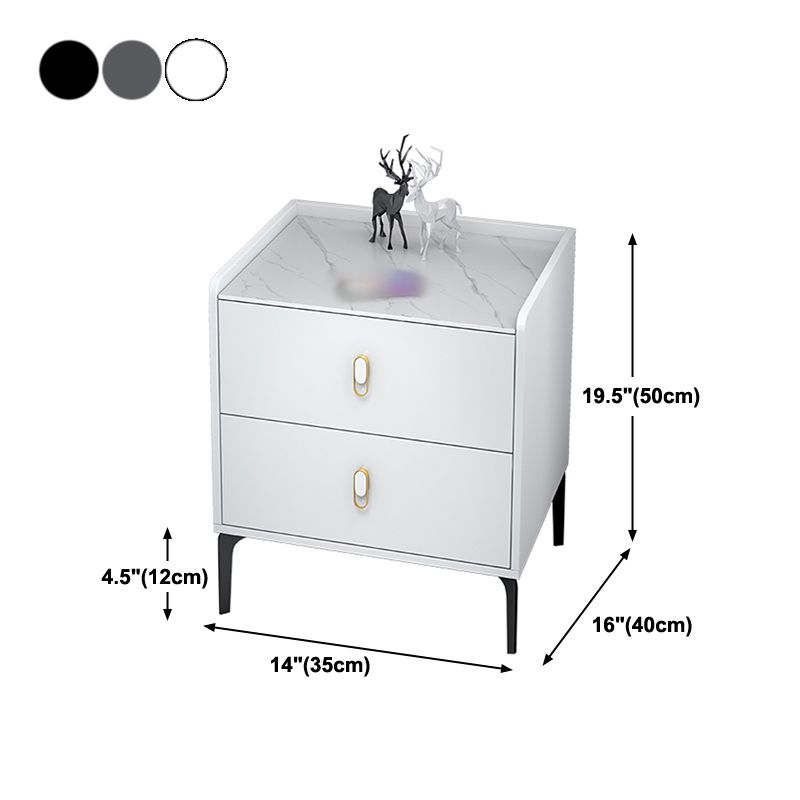 20 "H Stone Top Night Tisch moderne 2-DRAWER-Aufbewahrungsbeine inklusive Betten Nachttisch