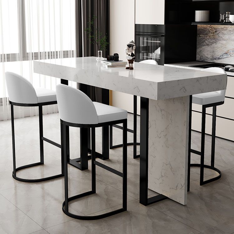 Indoor Modern Pub Dining Set 1/2/5 Pieces White Stone Top Bar Pub Table Set Clearhalo 'Bar Furniture' 'furn' 'furn_home_bar_bar_sets' 'Furniture' 'Home Bars & Bar Sets' 'home_bar_bar_sets' 'Kitchen & Dining Furniture' 1200x1200_31fcd8e0-d554-4417-ac15-3d586149d3ca