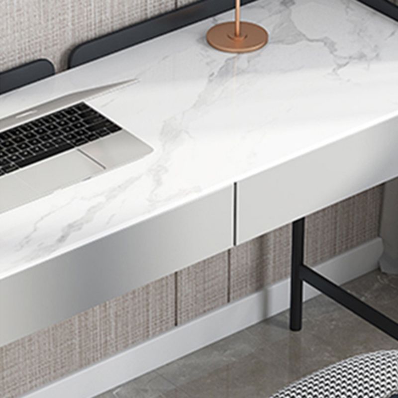 Scrivania rettangolare in pietra moderna 29,53 "scrivania alta con 2 cassetti