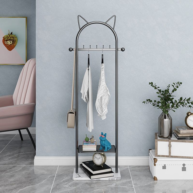 Metal Hall Stand, Hall Tree with Storage Shelf & Hanging Rail, Gold and Black Clearhalo 'Entry & Mudroom Furniture' 'furn' 'furn_hall_tree_coat_racks' 'Furniture' 'Hall Trees & Coat Racks' 'hall_tree_coat_racks' 1200x1200_31fed342-4e19-4ccb-8241-c81ed76bd54f