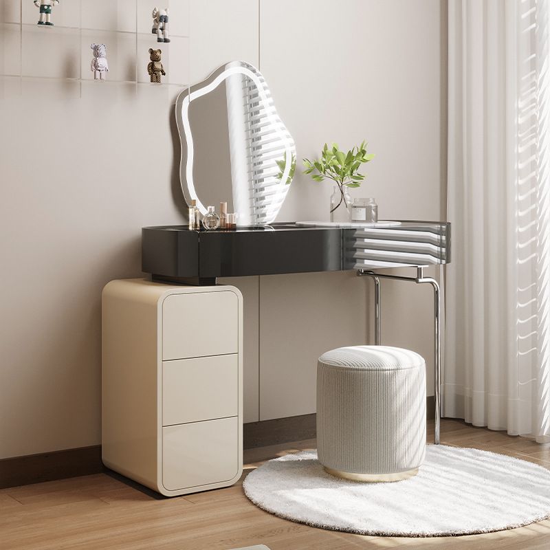 Tavolo da scrivania per trucco nero per trucco in legno con cassetto