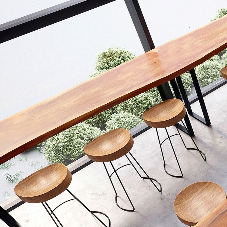 Brown Modern Style Specialty Table Solid Wood and Metal Coffee Shop Bar Table Clearhalo 'Bar Furniture' 'Bar Tables' 'bar_tables' 'furn' 'furn_bar_tables' 'Furniture' 'furniture_bar_tables' 'Kitchen & Dining Furniture' 1200x1200_320203e8-e641-48c0-ab48-c5e45dceb1e1