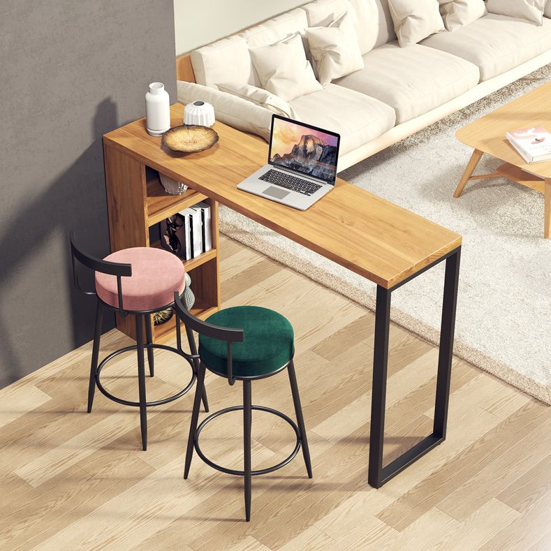 Solid Wood Bar Stool Table Industrial Style Bar Dining Table with Storage Clearhalo 'Bar Furniture' 'Bar Tables' 'bar_tables' 'furn' 'furn_bar_tables' 'Furniture' 'Kitchen & Dining Furniture' 1200x1200_32021a87-aec9-47a6-9a70-cab0da326e4d
