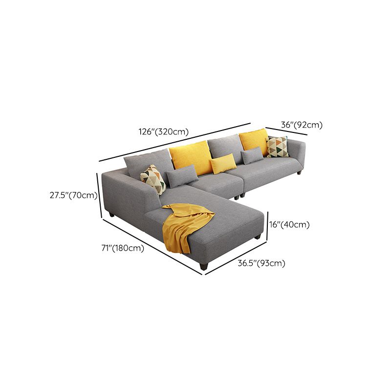 70"W Scandinavian Sectional Sofa Grey Pillowed Back Cushions Sectional Clearhalo 'furn' 'furn_sectionals' 'Furniture' 'Living Room Furniture' 'Sectionals' 1200x1200_3203526e-b7e4-408b-ac5c-d24a1d957996