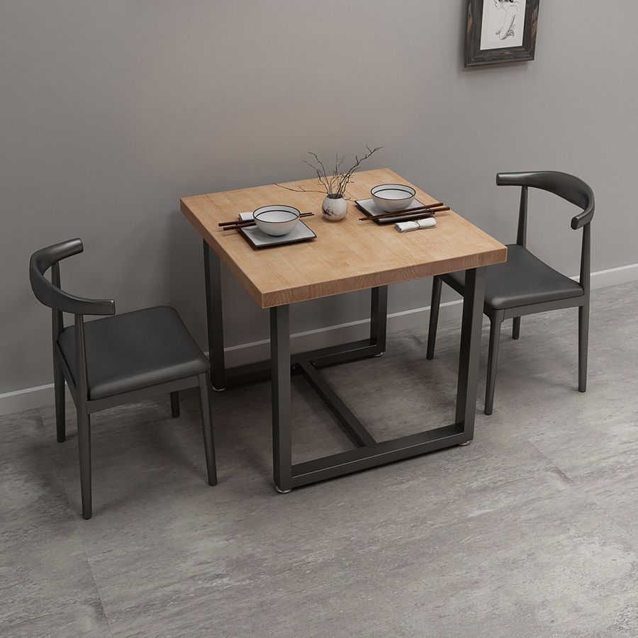Industrial Solid Wood Dinner Room Kitchen Table Brown Square Table with Black Frame for Dinning Room Clearhalo ' dining_table' 'Dining Tables & Seating' 'Dining Tables' 'furn' 'furn_dining_table' 'Furniture' 'furniture_dining_table' 'Kitchen & Dining Furniture' 'kitchen&dining_furn' 'kitchen' 'kitchen_dining_table' 1200x1200_32044004-0cd9-4ef5-889e-8fd121d95b69