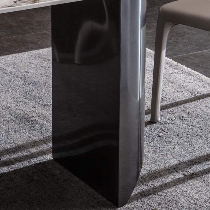 Tavolo in pietra sinterizzato per il ristorante tavolo da pranzo industriale industriale con doppio piedistallo