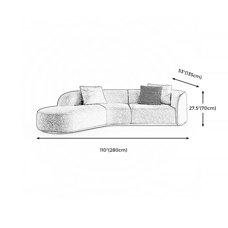 Ultra-Modern Polyester Blend Tight Back Sofa 27.56"High Tuxedo Arm Sofa Clearhalo 'furn' 'furn_sectionals' 'Furniture' 'furniture_sectionals' 'kitchen' 'kitchen_sectionals' 'Living Room Furniture' 'Sectionals' 1200x1200_32060bb0-6b2a-49de-b47a-d82ccd5129a2