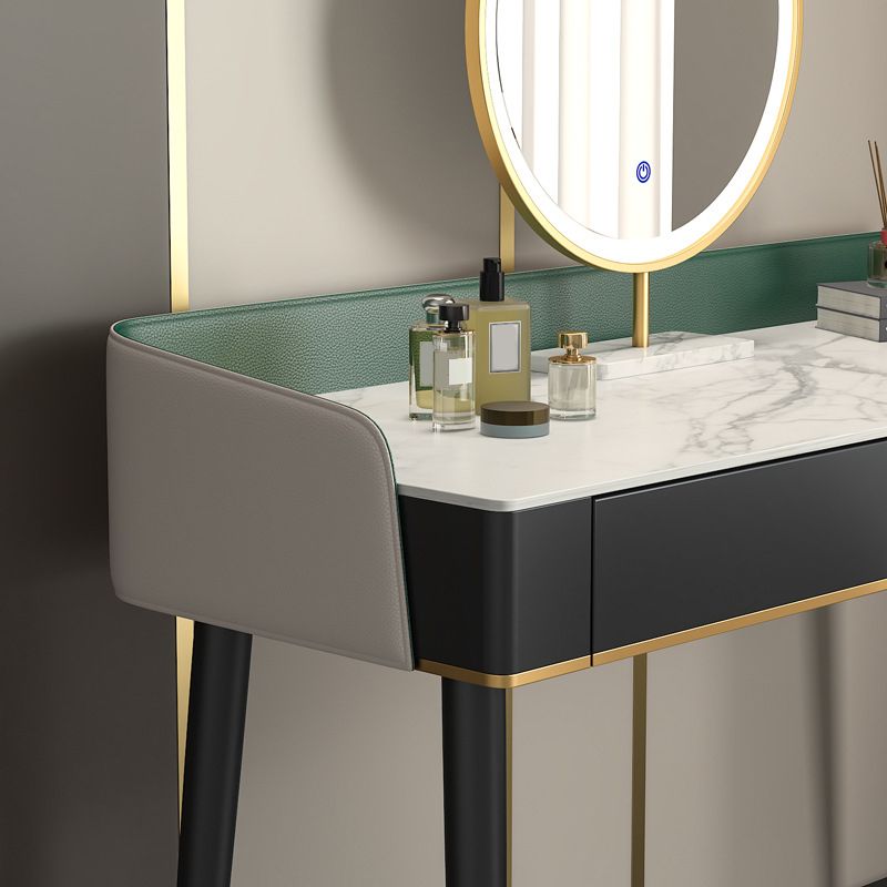 Vanity Set with 2 Storage Drawers Green Make-up Vanity, 15.74" Wide