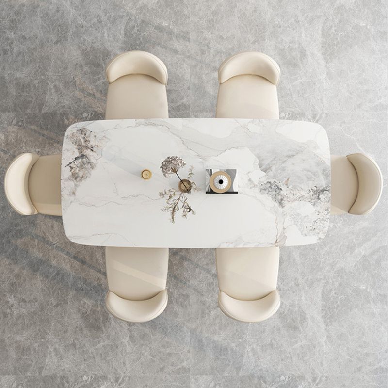 Mesa de pedestal rectangular mesa de comedor moderna con base de acero inoxidable