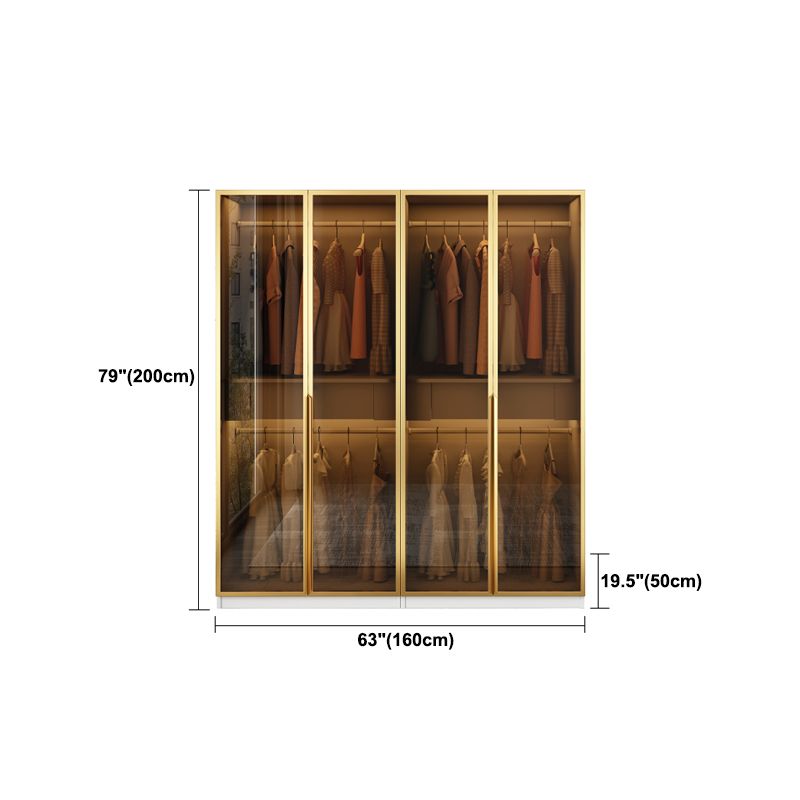 Hout- en glazen kledingkastkast eigentijds scharnierende garderobe kast