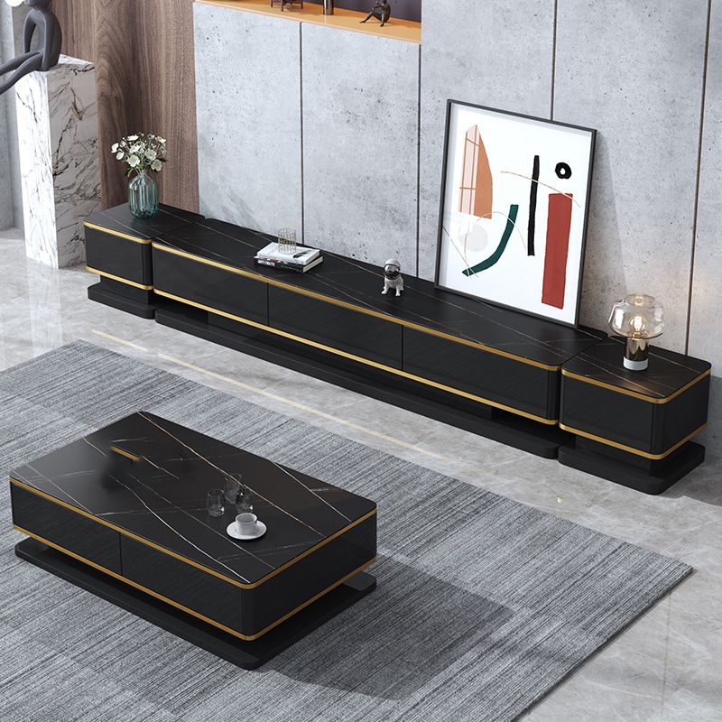 Glam Glass Stand Console Enclosed Storage Media Console with Drawers Clearhalo 'furn' 'furn_tv_stands_entertainment_centers' 'Furniture' 'Living Room Furniture' 'TV Stands & Entertainment Centers' 'TV Stands & Media Storage Furniture' 'tv_stands_entertainment_centers' 1200x1200_320863a9-82b9-4082-a3a0-3755e8191481