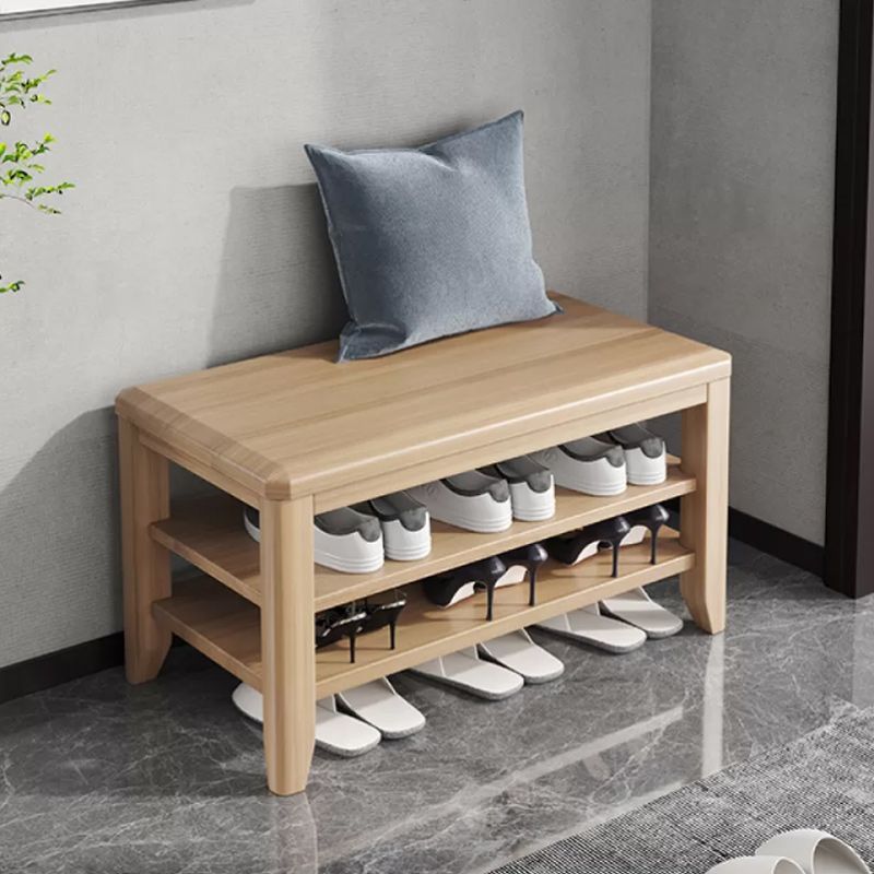 Rectangle 11.8" Wide Entryway Bench with Storage Solid Wood Seating Bench in Rubberwood Clearhalo 'Benches' 'Chairs & Seating' 'furn' 'furn_benches' 'Furniture' 'Living Room Furniture' 1200x1200_32095b66-519b-42d0-b0c6-24b8ff6599e4