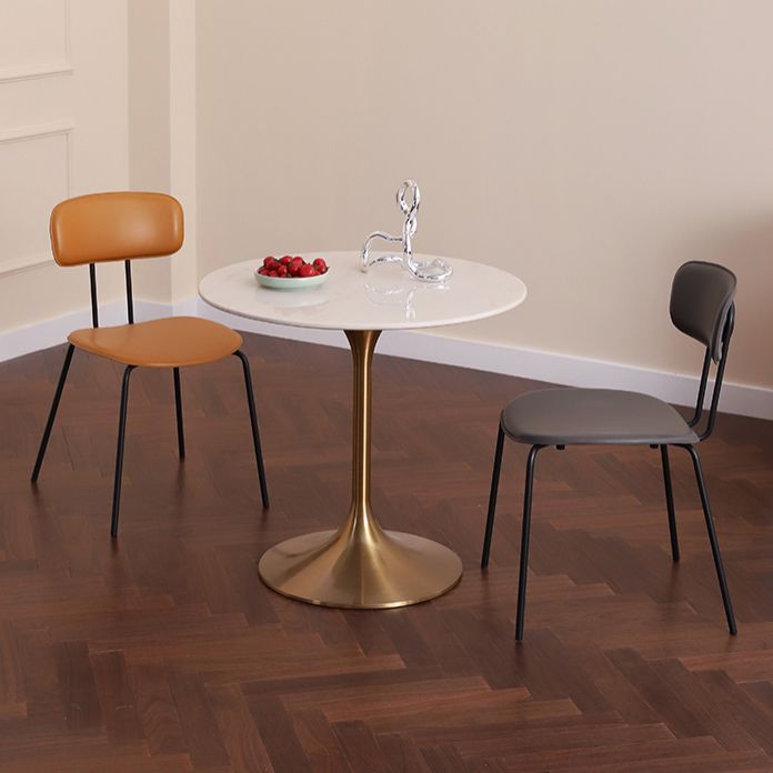 Modern Round Dining Table Faux Marble Tabletop for 2 Persons