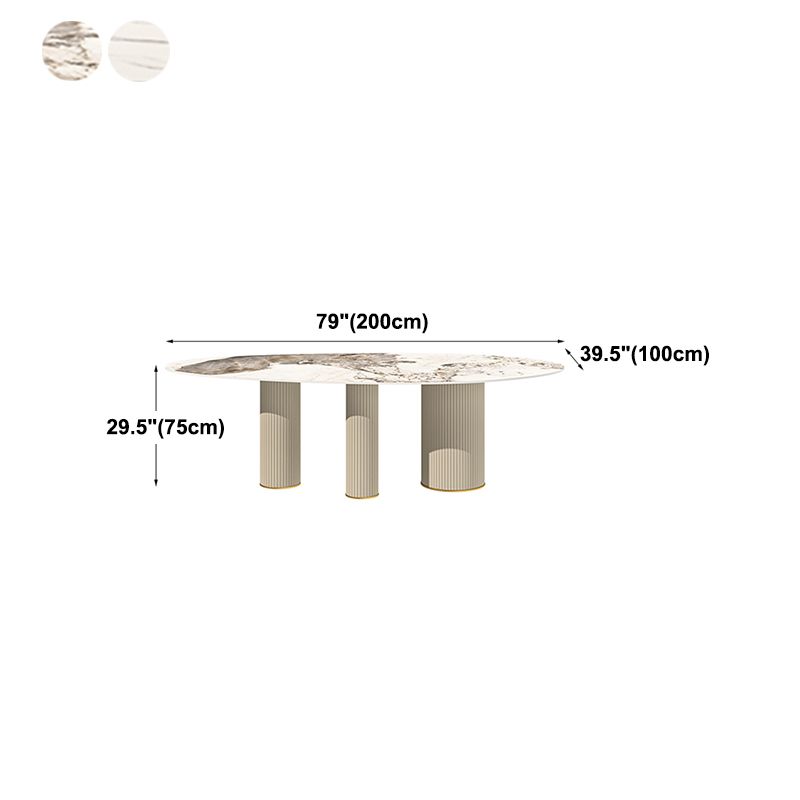 Metal Traditional Luxury Oval Indoor Table Sintered Stone Table with 3 Legs Clearhalo 'Dining Tables & Seating' 'Dining Tables' 'dining_table' 'furn' 'furn_dining_table' 'Furniture' 'furniture_dining_table' 'Kitchen & Dining Furniture' 'kitchen' 'kitchen_dining_table' 1200x1200_320e2f01-ad89-42e8-8fb2-30ce201e8621