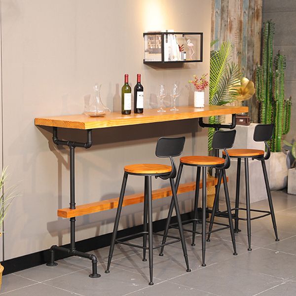 Massivholz-Bartisch-Set, moderner rechteckiger 1/2/7-teiliger Thekentisch