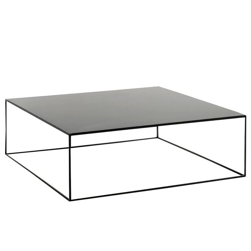 Iron Square Coffee Table with Frame Base Mid-Century Modern Cocktail Table