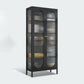 Contemporary Iron Dining Server Glass Doors Living Room Cabinets Clearhalo 'buffet_sideboard' 'Buffets & Sideboards' 'furn' 'furn_buffet_sideboard' 'Furniture' 'furniture_buffet_sideboard' 'Kitchen & Dining Furniture' 1200x1200_3211cb6e-1d02-46bc-9006-63a970117178