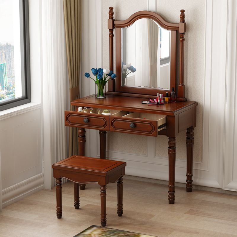 Three Piece Traditional Mirrored Vanity Set Solid Wood Dresser Clearhalo 'Bedroom Furniture' 'furn' 'furn_makeup_vanities' 'Furniture' 'Makeup Vanities' 'makeup_vanities' 1200x1200_32127d88-3bd8-4255-b53b-dd4acabdb7c2